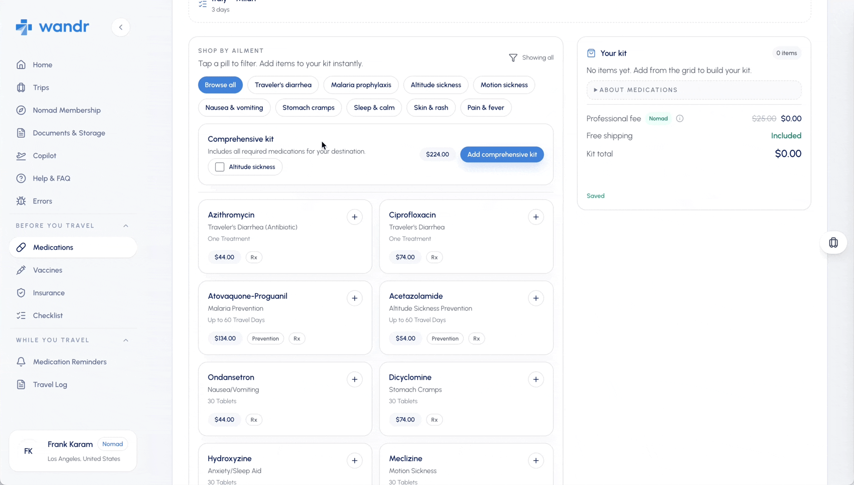 Medication ordering and booking preview